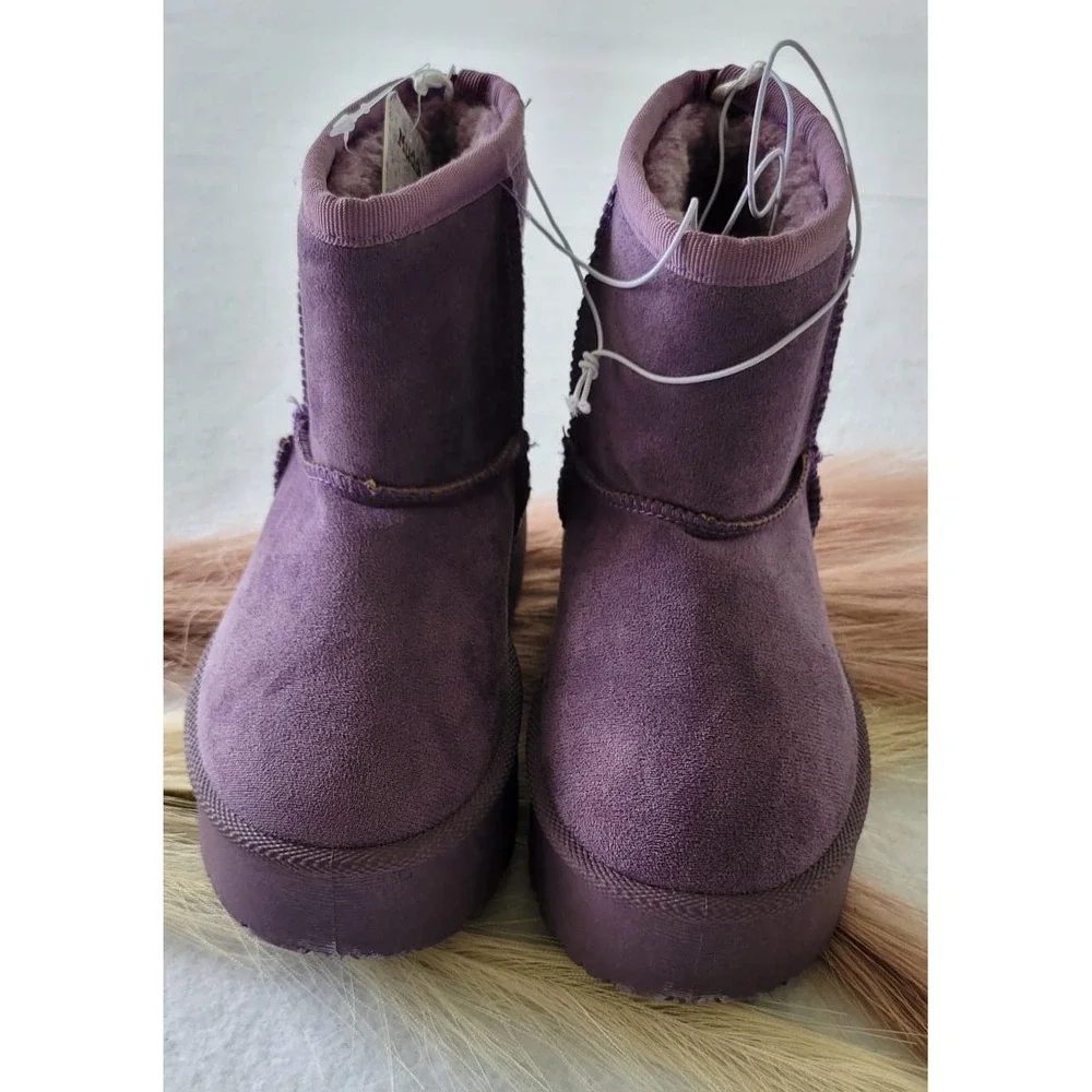 NWT Mudd Purple Faux Suede‎ Ankle Boots Booties Fur Lined Size 11 Girls Toddler
